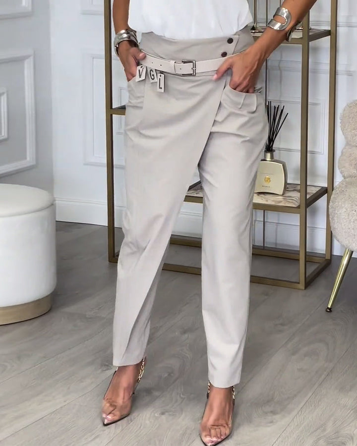 Merel - Patchwork trousers with belt