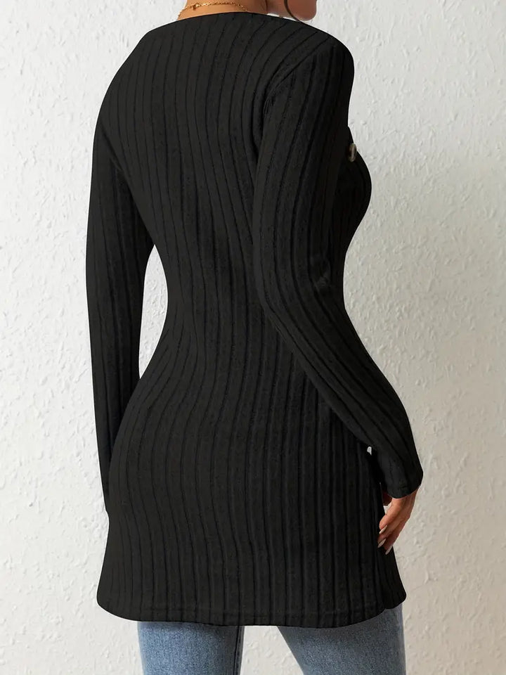 Jasmine - Asymmetric Top with Buttons and Ribs
