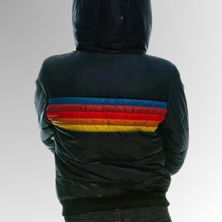 Lizzy - Rainbow striped zipped jacket