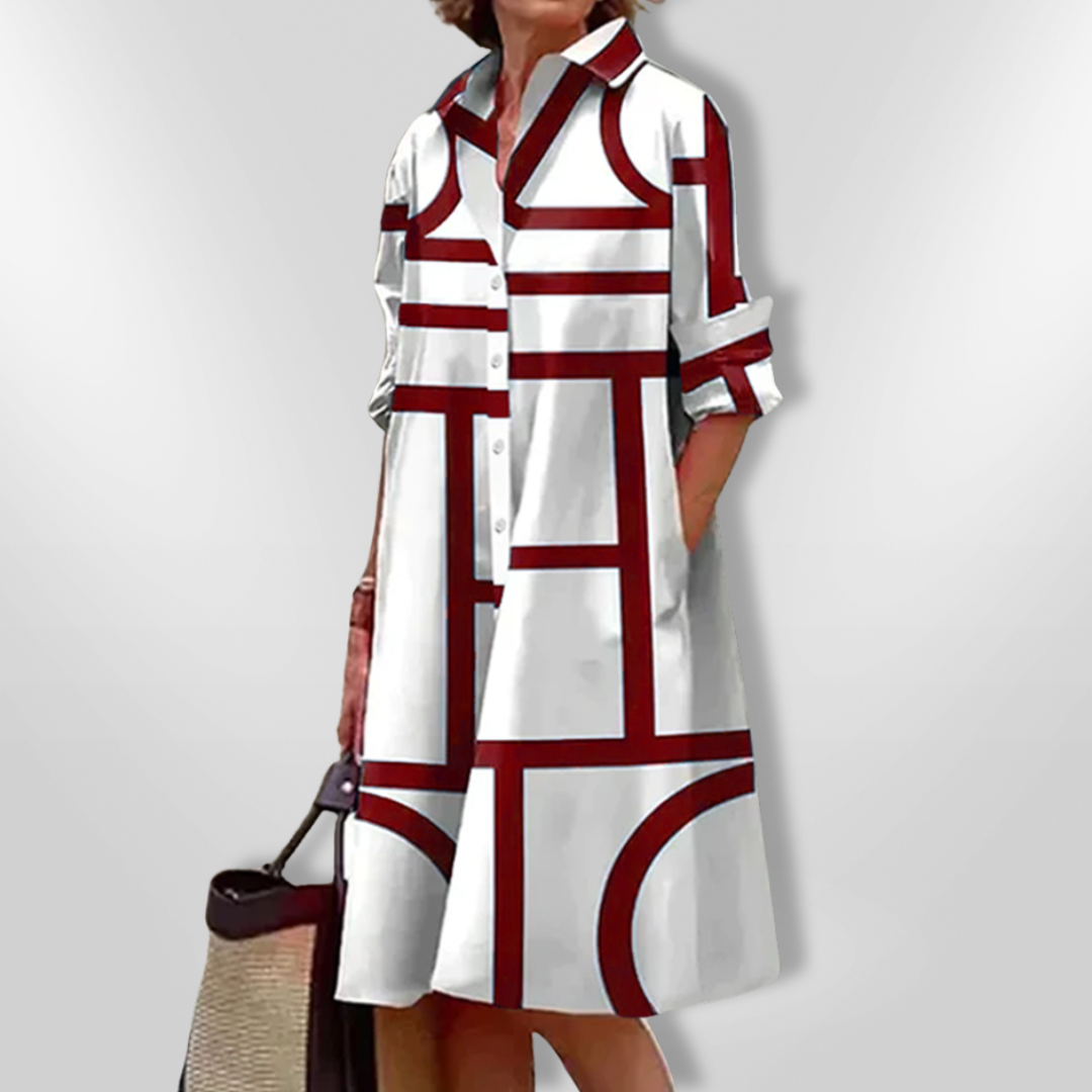 Halena - Midi Dress with Geometric Pattern