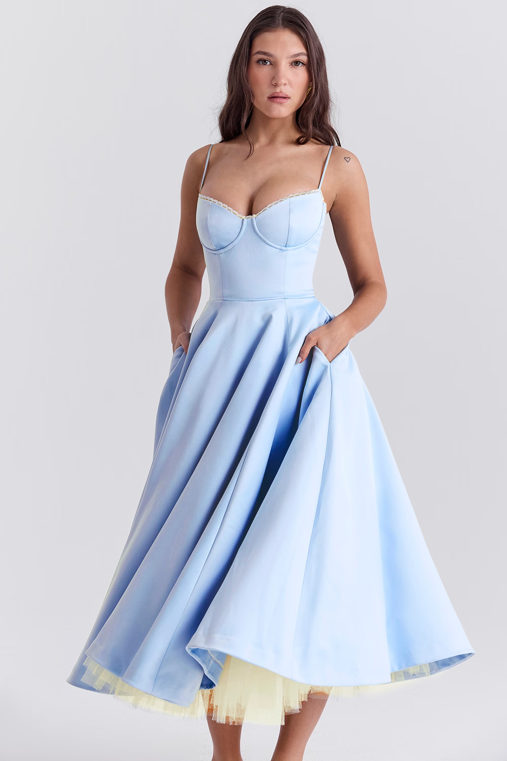 Florine - Satin-Tulle-Midi Dress