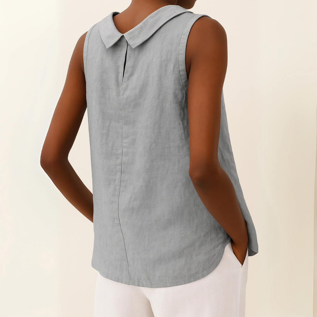 Camellia – Sleeveless Roll Collar Top