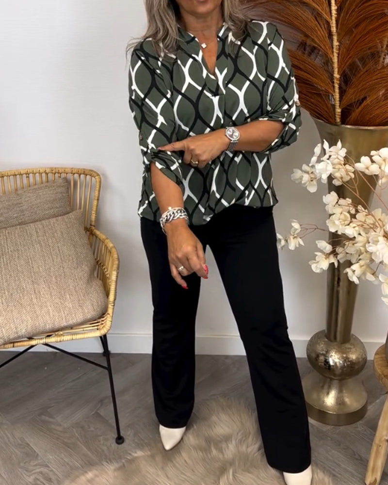 Juliet - Casual Blouse with Long Sleeves and Elegant Pattern