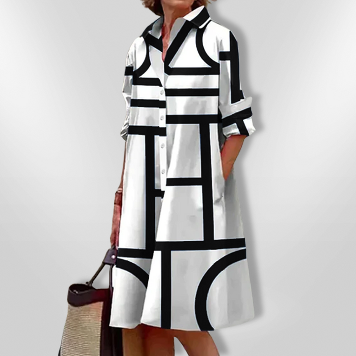 Halena - Midi Dress with Geometric Pattern