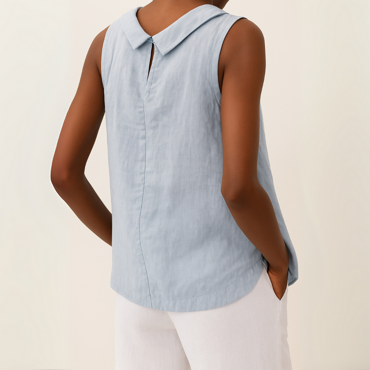 Camellia – Sleeveless Roll Collar Top