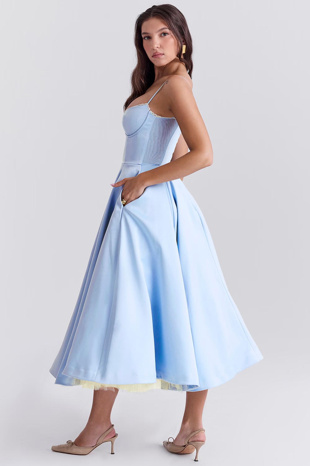 Florine - Satin-Tulle-Midi Dress
