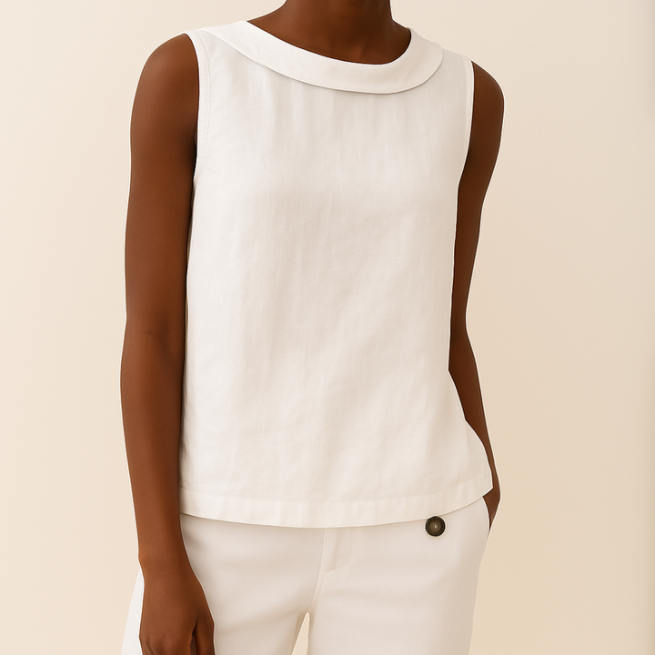 Camellia – Sleeveless Roll Collar Top