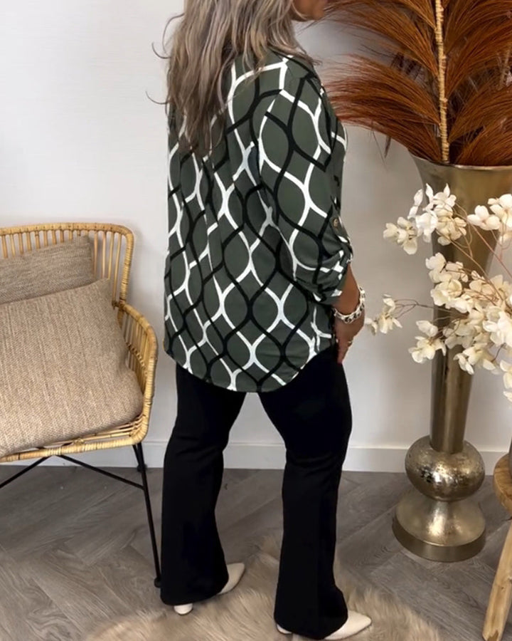 Juliet - Casual Blouse with Long Sleeves and Elegant Pattern