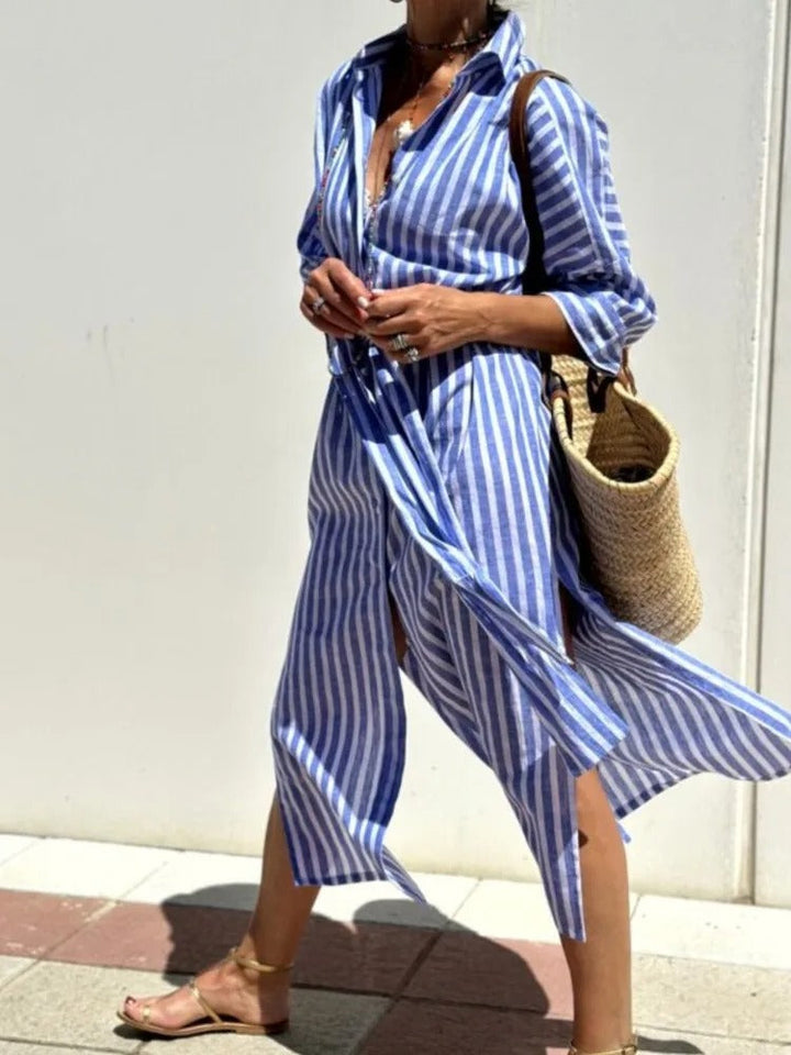 Denise - Striped dress with collar