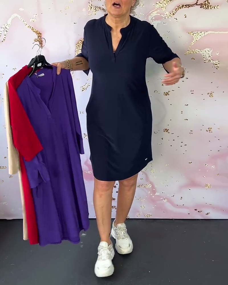 Savanna - Simple V-neck Dress