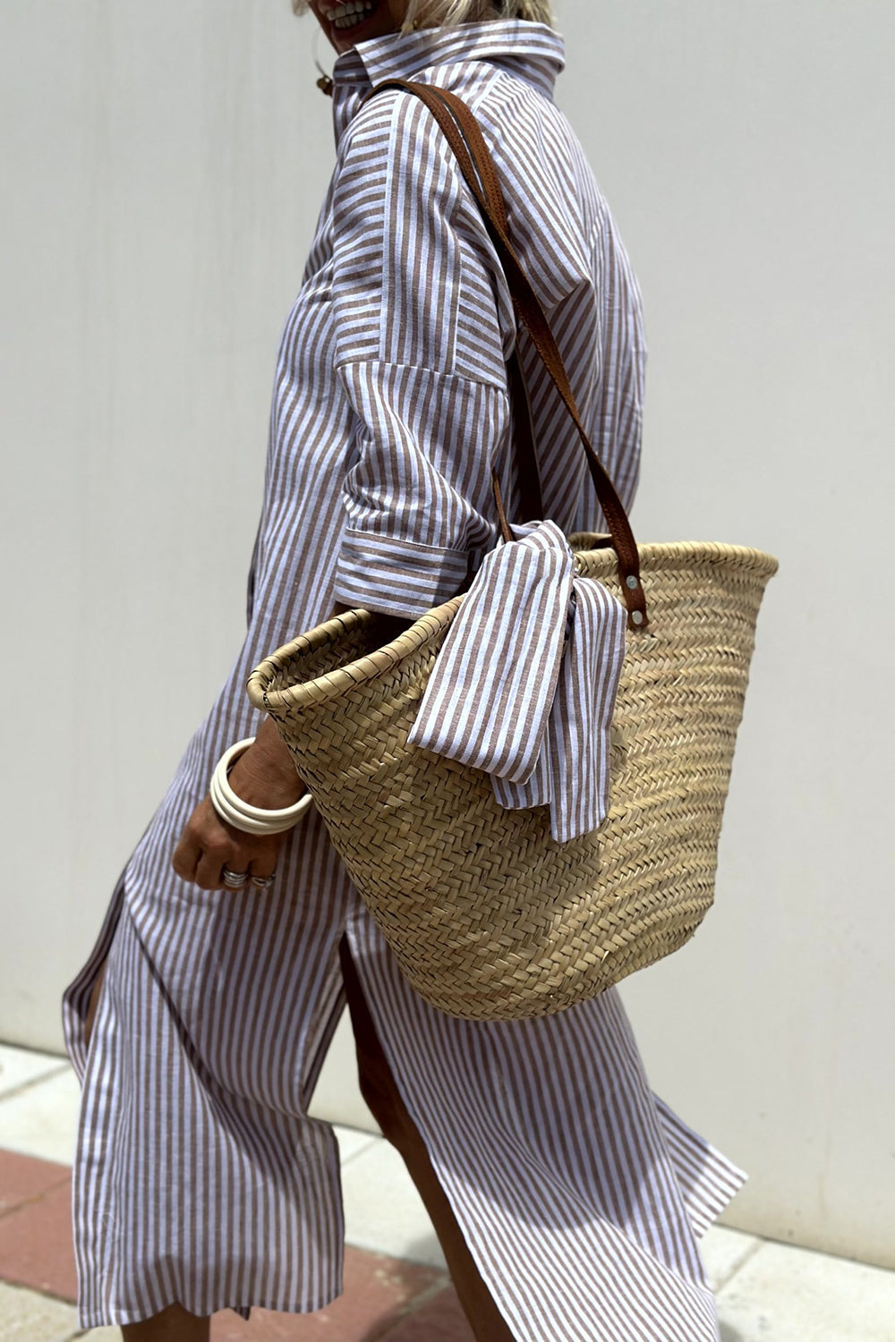 Andrea - Elegant Striped Shirt Dress