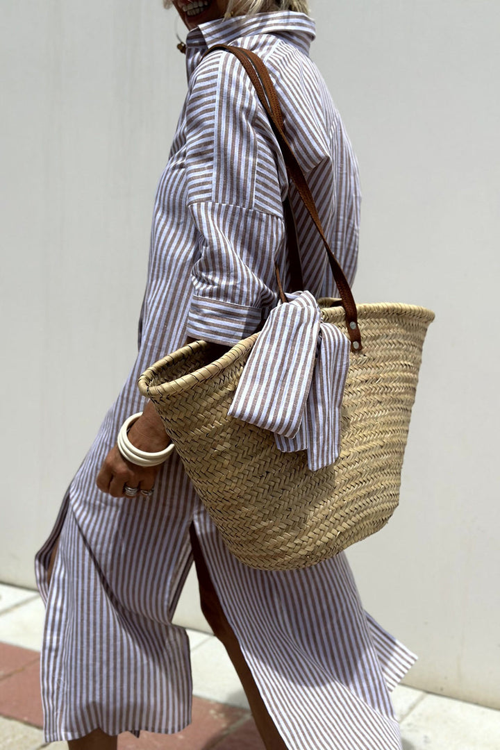 Andrea - Elegant Striped Shirt Dress