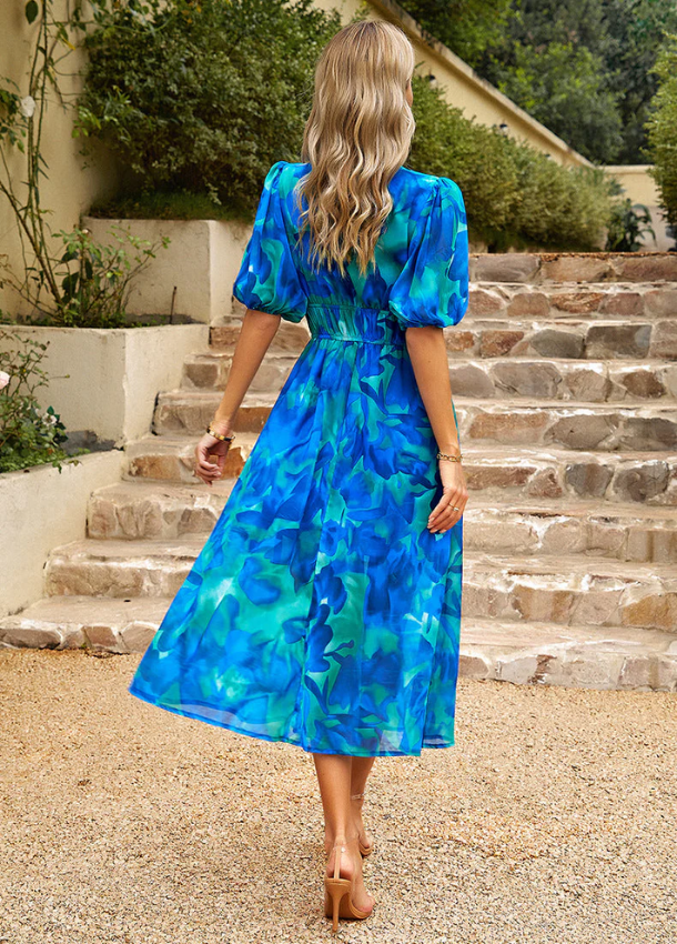 Veloura - Flattering Floral Midi Dress
