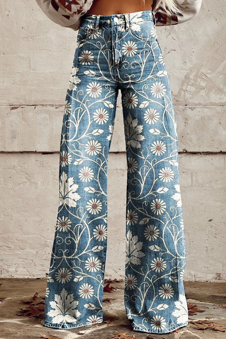 Althea - Elegant Boho Pants with Floral Pattern
