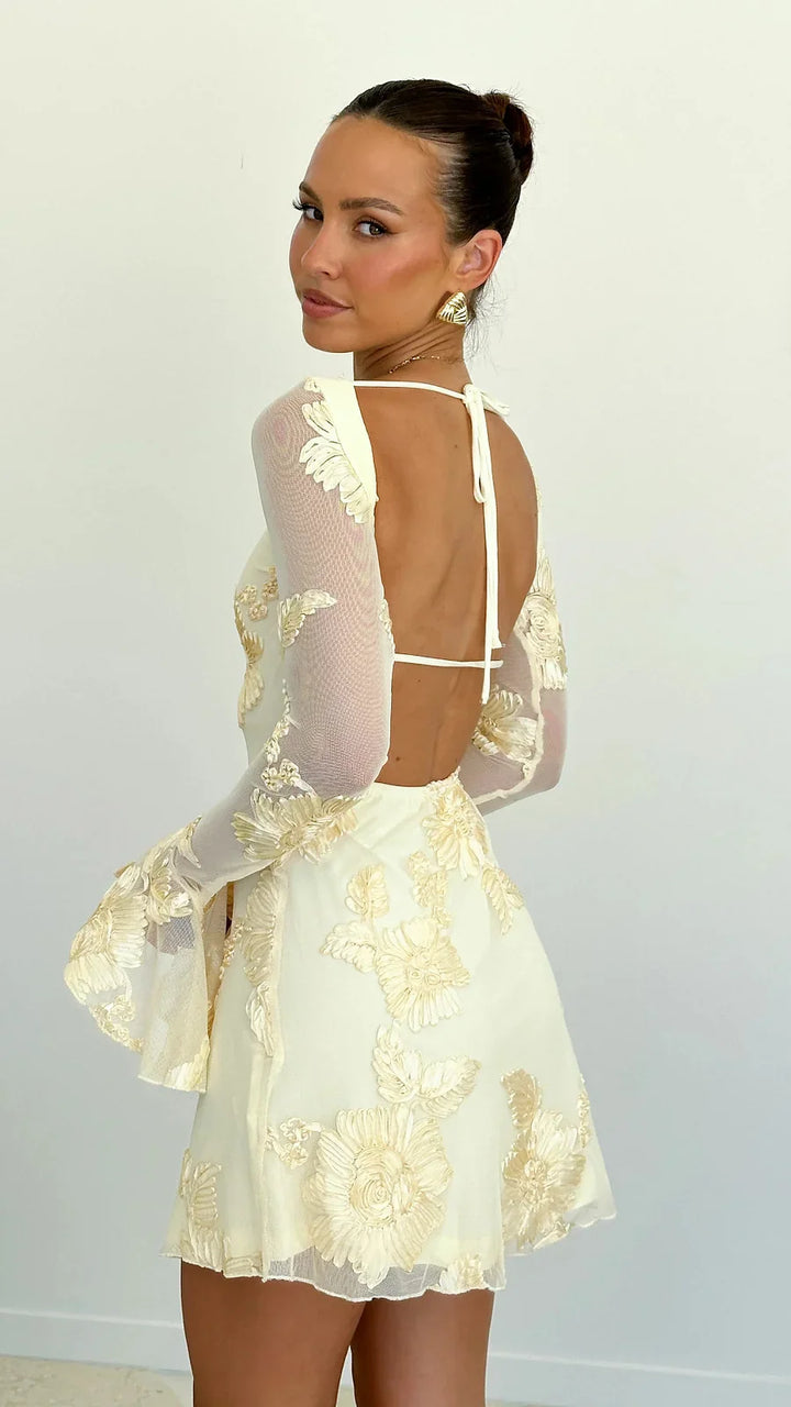 Gloria - Backless Printed Mini Dress