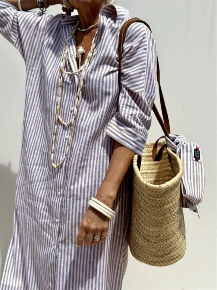 Denise - Striped dress with collar