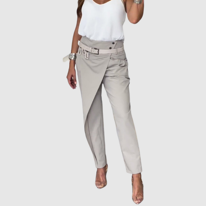 Merel - Patchwork trousers with belt