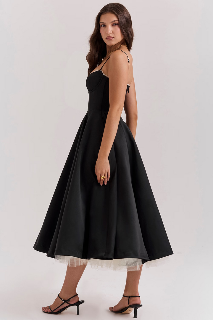 Florine - Satin-Tulle-Midi Dress