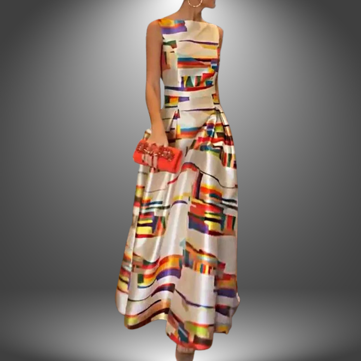 Amelia - Bold Geometric Print Maxi Dress