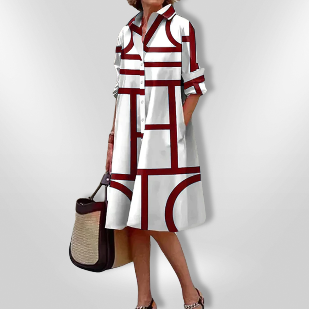 Halena - Midi Dress with Geometric Pattern