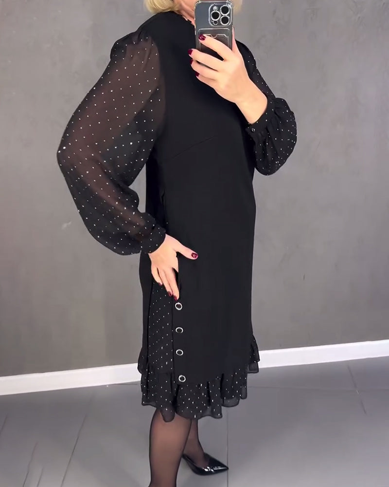Jennie - Elegant Dress with Sheer Sleeves and Flattering Cut for Fall Occasions