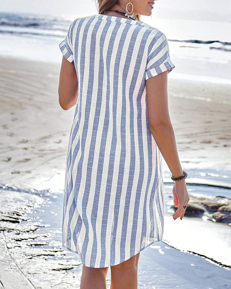 Marga - Elegant Striped Shirt Dress