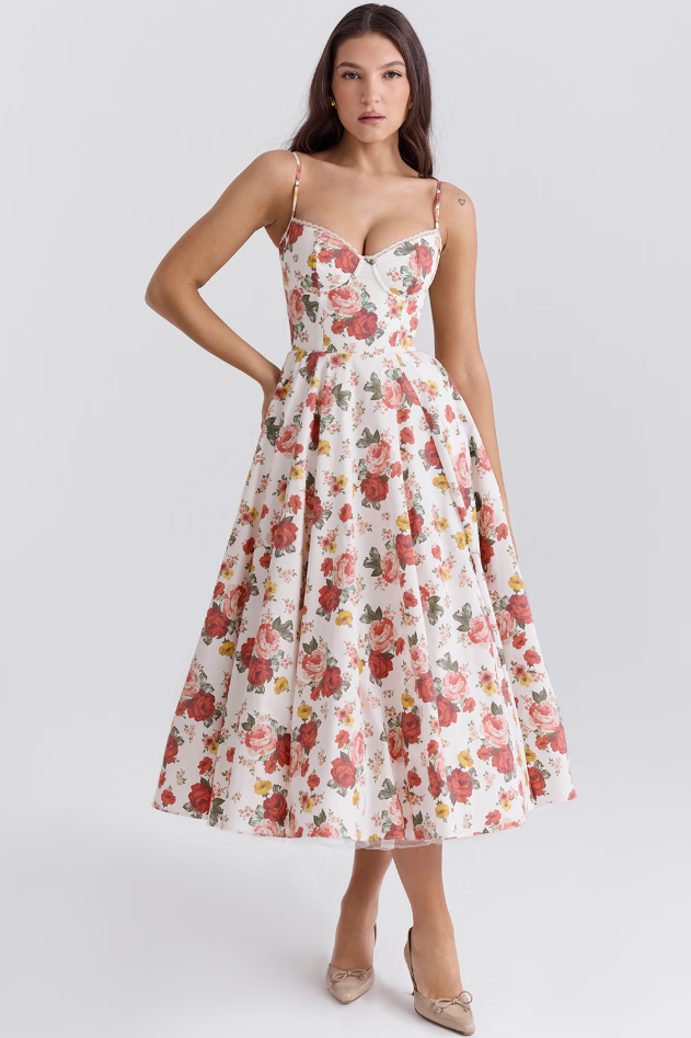 Florine - Satin-Tulle-Midi Dress