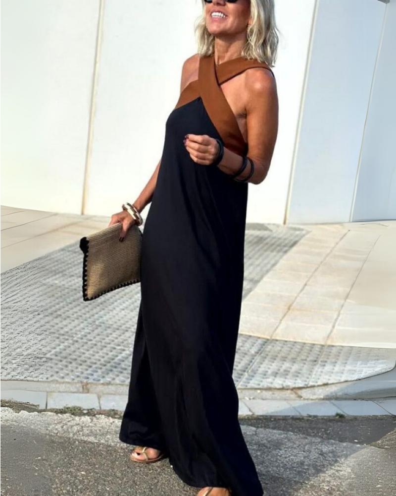 Christine - Elegant Dress with Open Back and Fashionable Cross Neckline