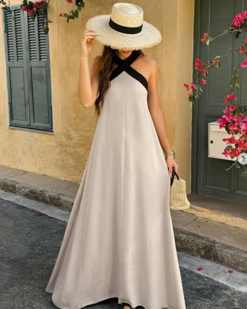 Christine - Elegant Dress with Open Back and Fashionable Cross Neckline