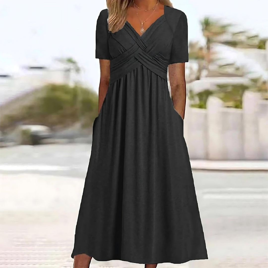 Leann - Sculpted Midi Dress with Flattering Silhouette for Elegant Occasions