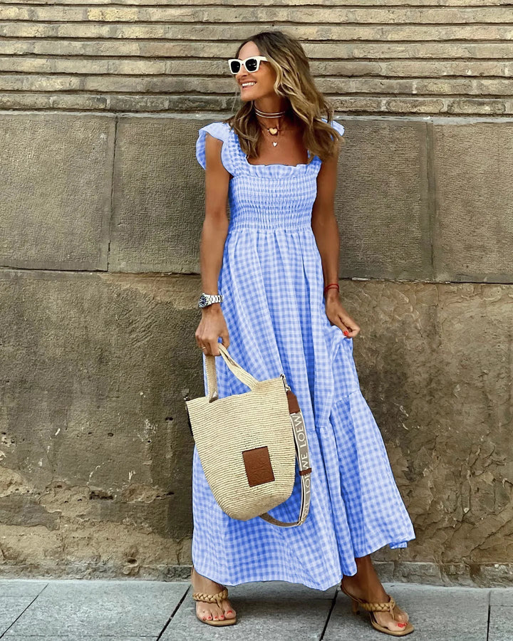 Juliet - Checkered Dress with Back Cut for Instant Elegance and Everyday Comfort
