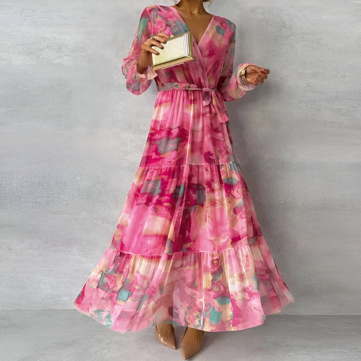 Lorraine - Long Summer Dress with Floral Pattern and Adjustable Silhouette