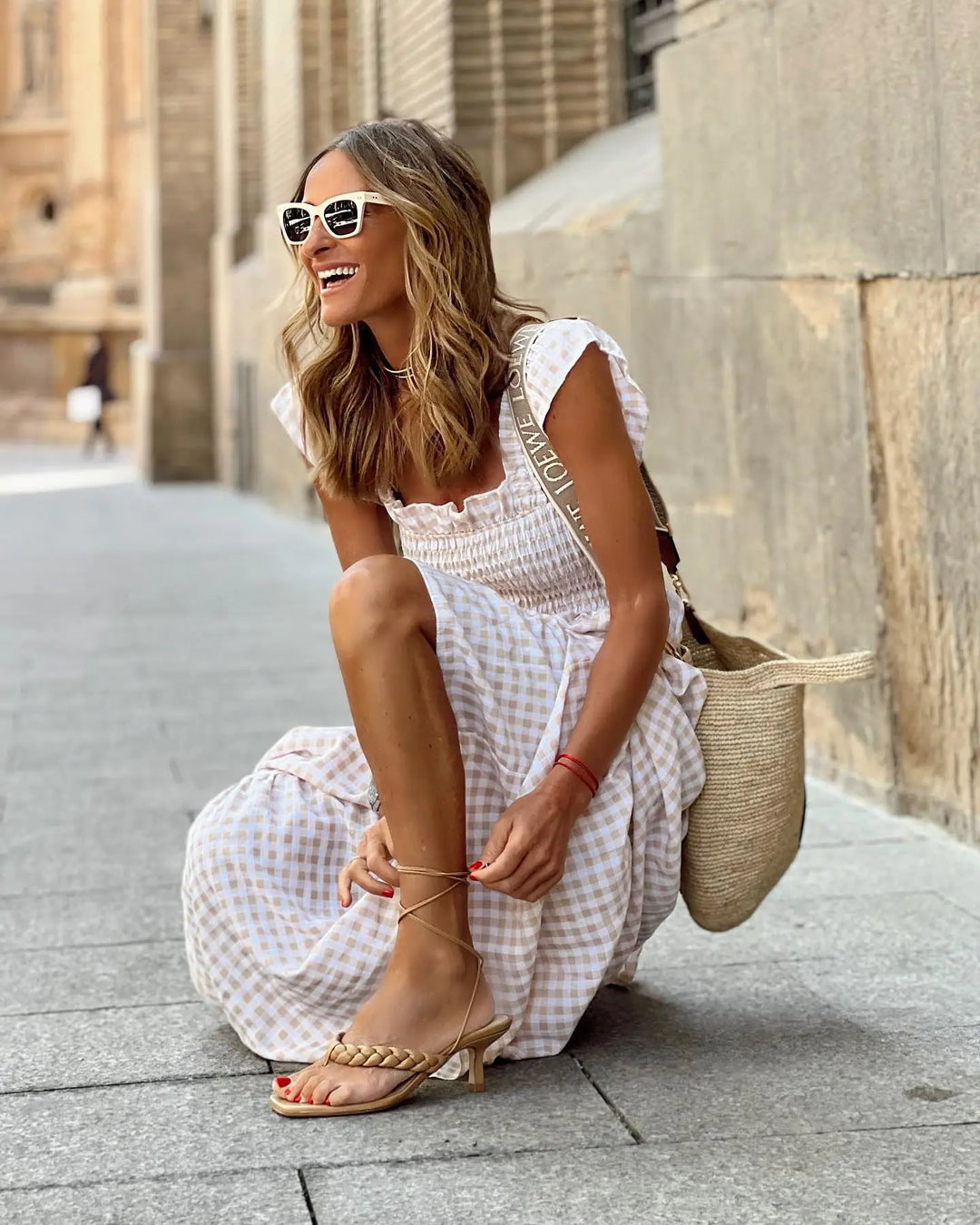 Juliet - Checkered Dress with Back Cut for Instant Elegance and Everyday Comfort