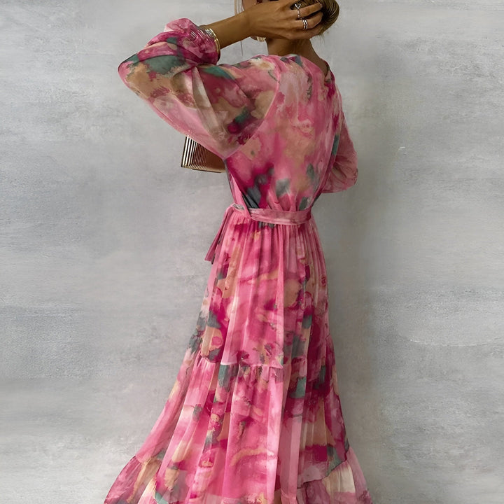 Lorraine - Long Summer Dress with Floral Pattern and Adjustable Silhouette