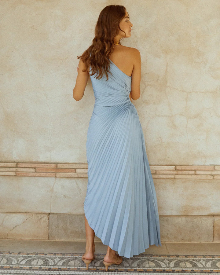 Lioraelle - Satin One-Shoulder Pleated Evening Dress