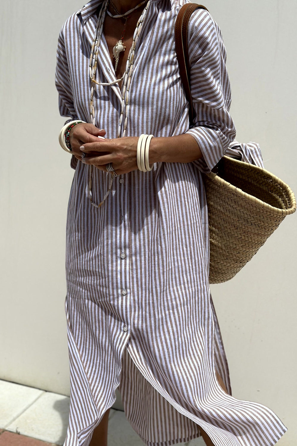 Andrea - Elegant Striped Shirt Dress