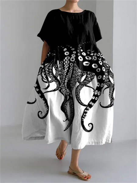 Serena - Flower Print Summer Dress with Flattering Cut and Freedom of Movement