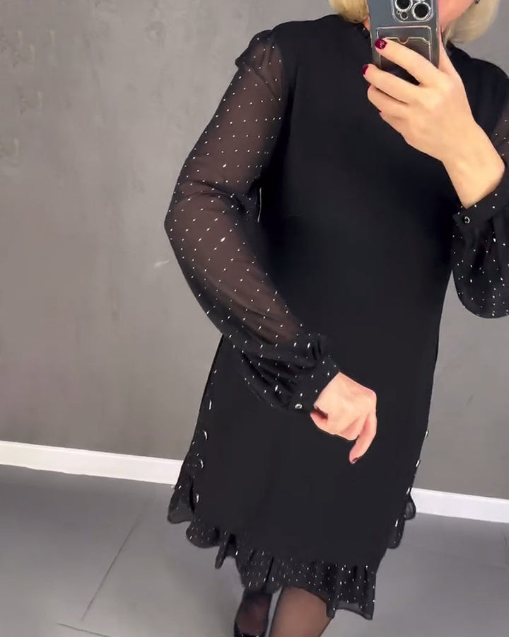 Jennie - Elegant Dress with Sheer Sleeves and Flattering Cut for Fall Occasions
