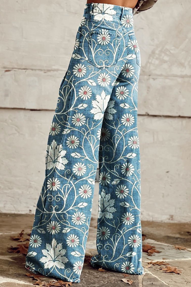 Althea - Elegant Boho Pants with Floral Pattern