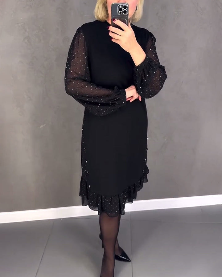Jennie - Elegant Dress with Sheer Sleeves and Flattering Cut for Fall Occasions