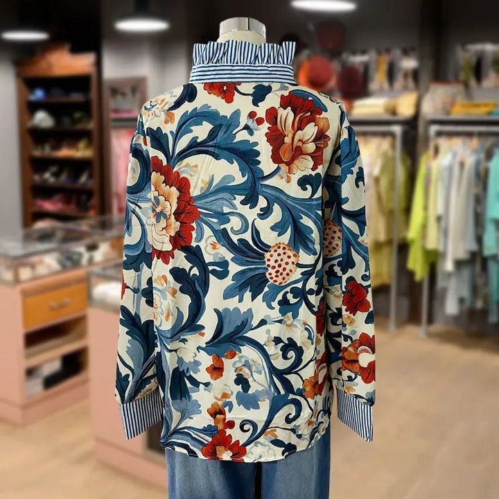 Lucienne - Classy Vintage Floral Printed Blouse