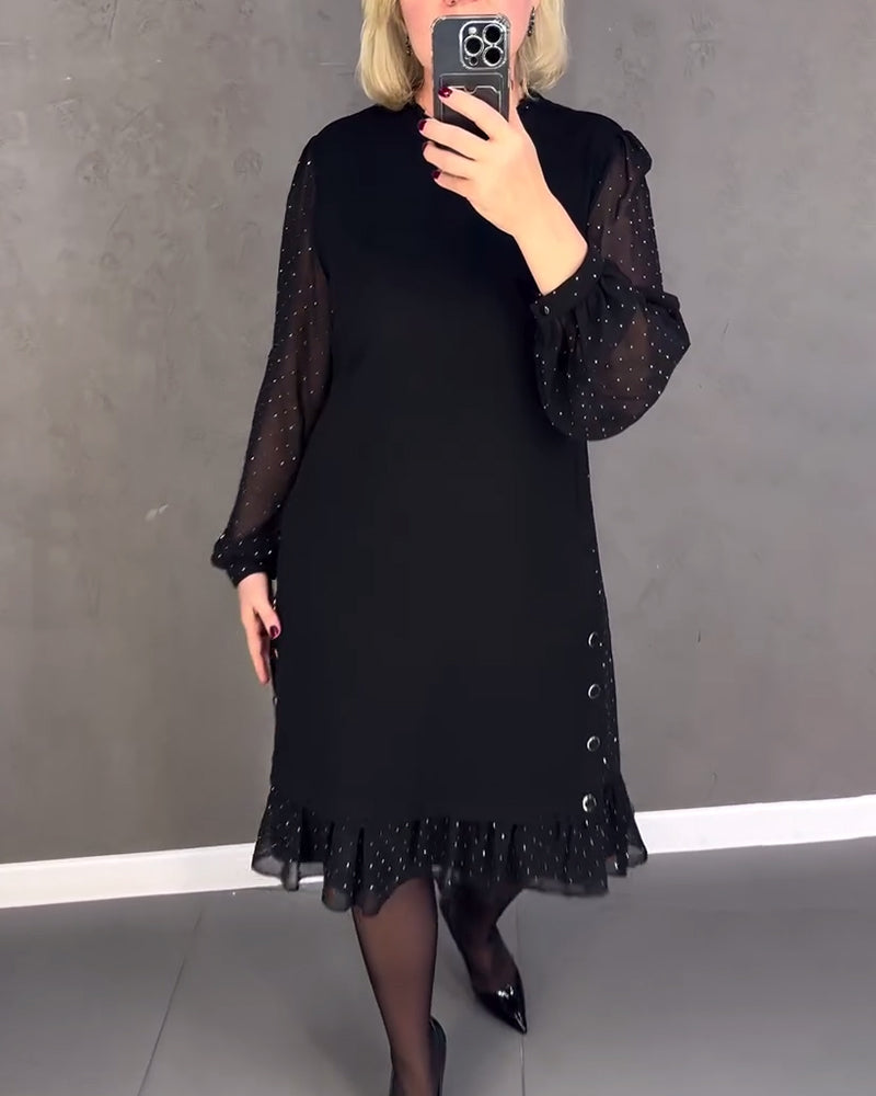 Jennie - Elegant Dress with Sheer Sleeves and Flattering Cut for Fall Occasions