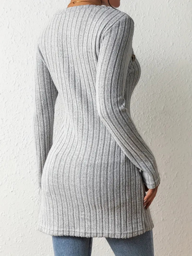 Jasmine - Asymmetric Top with Buttons and Ribs