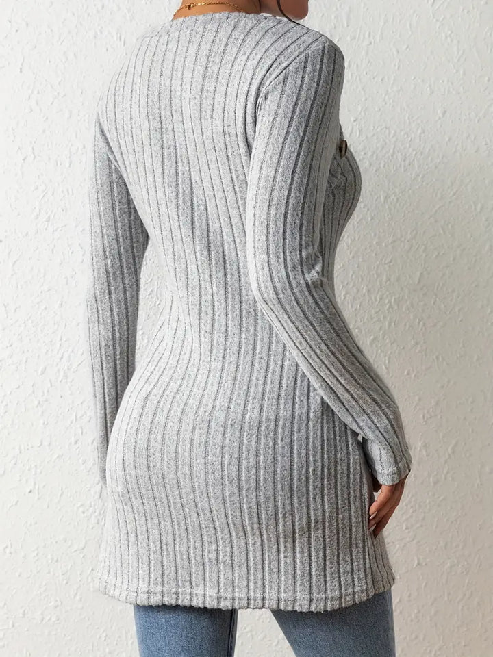 Jasmine - Asymmetric Top with Buttons and Ribs