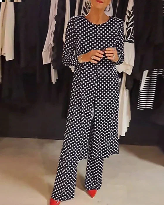 Katelyn - Two-Piece Set with Polka Dot Print for Casual Elegance and Versatile Summer Looks