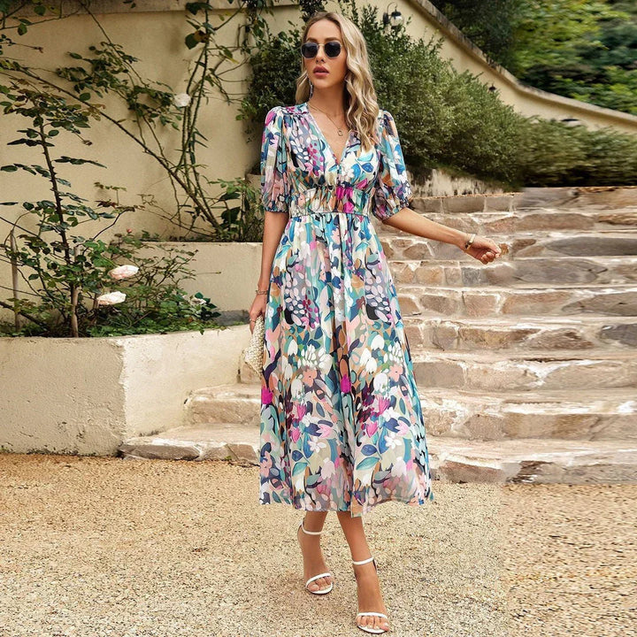 Elarose - Dress with V-neck