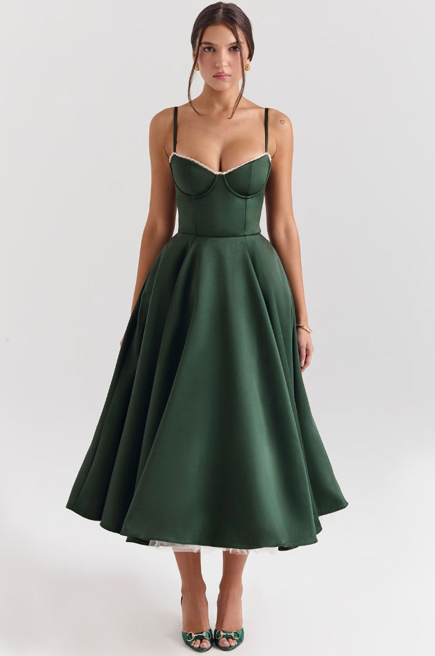 Florine - Satin-Tulle-Midi Dress