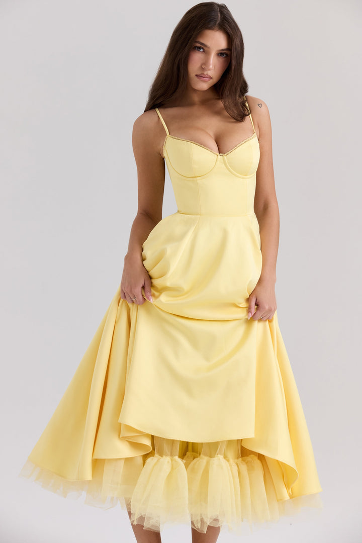 Florine - Satin-Tulle-Midi Dress