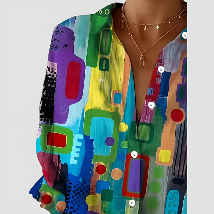 Kathleen - Blouse with Geometric Pattern