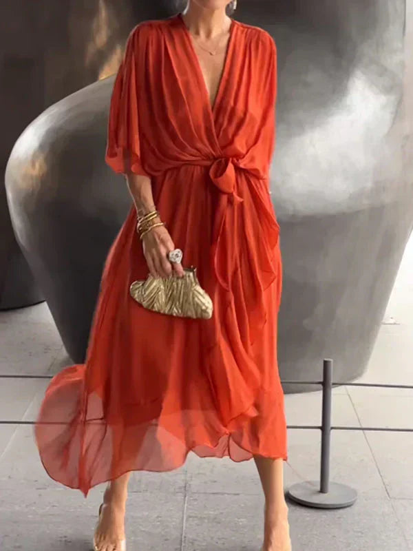 Shari - Elegant Long Dress with Feminine Neckline